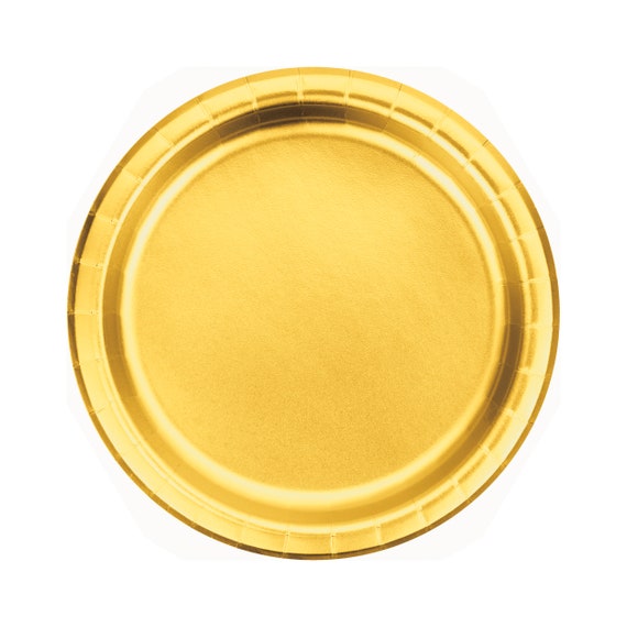 7 Gold Paper Plates Gold Party Plates Shiny Gold Etsy
