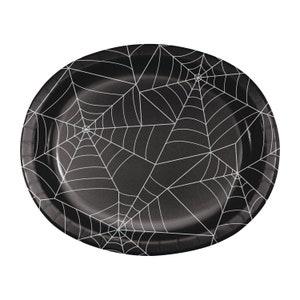 8 Oval Spiderweb Platters 12&quot;, Cobweb Decorations, Haunted House, Halloween Party, Halloween Plate, Trick or Treat, Scary Plates