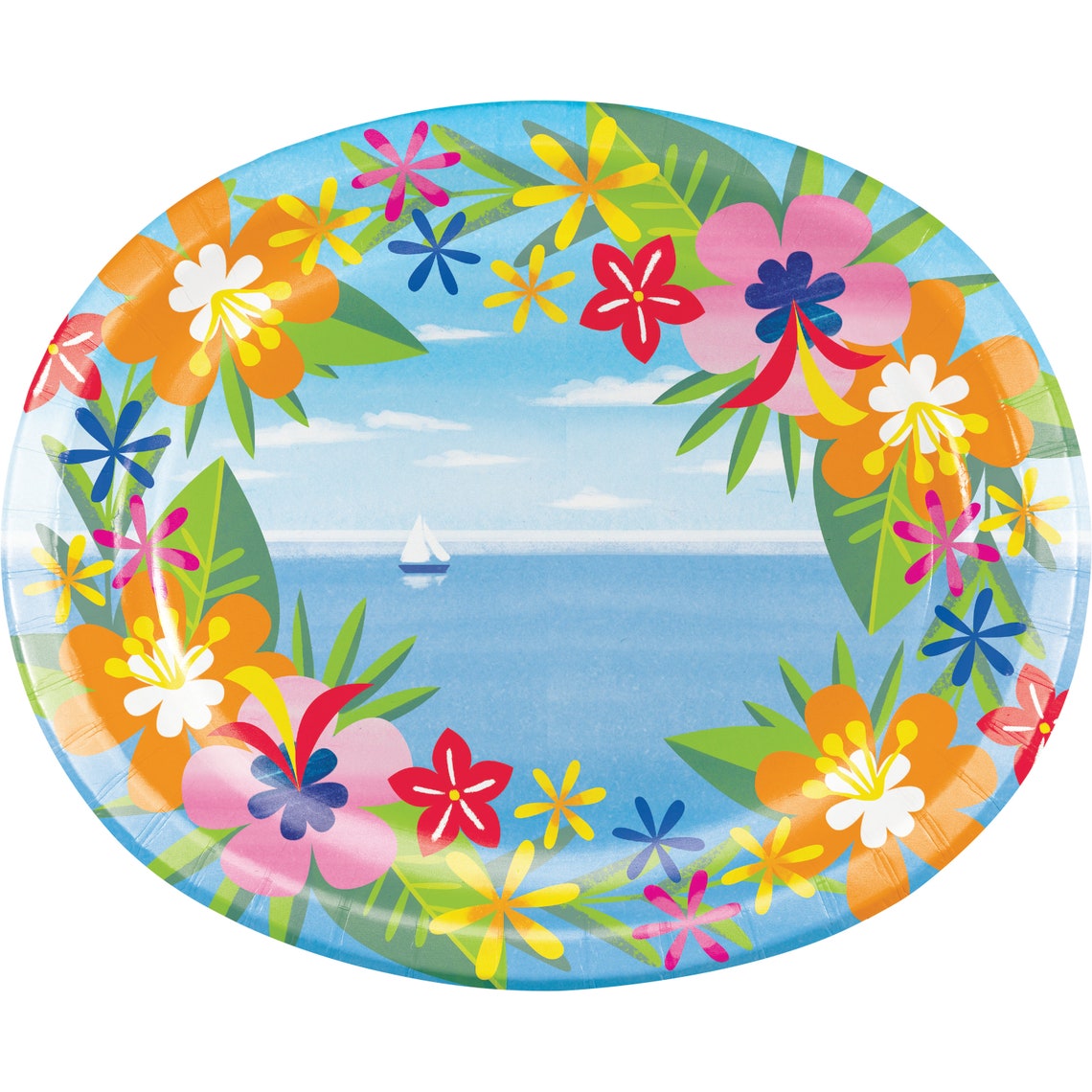 12 Oval Tropical Platter Luau Party Platter Tropical Etsy