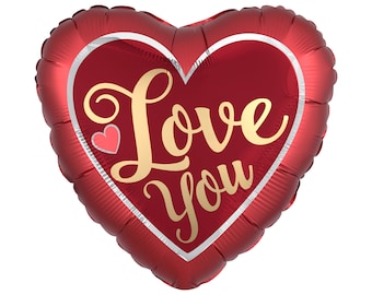 Love You Heart Balloon 28", Valentine's Day Balloon, Love Balloon, Anniversary Balloon, Valentine's Day Decor, Heart Shaped Balloon, Kiss