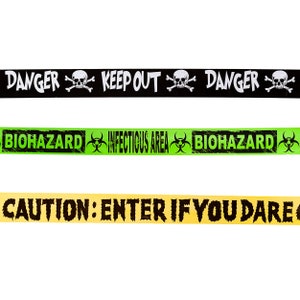 3 Halloween Caution Tapes, Keep Out Danger, Infectious Area Biohazard, Enter If You Dare, Halloween Decorations, Halloween Party, Ghost Bats