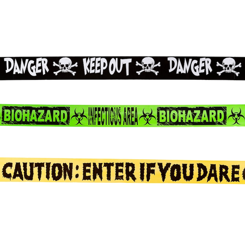 3 Halloween Caution Tapes Keep Out Danger Infectious Area Etsy