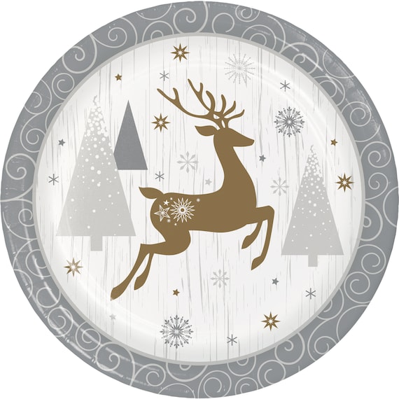 20 Assiettes En Carton Noël Rennes - 23,5x18 Cm, Motifs Festifs, Pour Fête Familiale