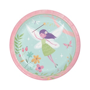 8 Fairy Forest Plates 9&quot;, Fairy Party Tableware, Fairy Baby Shower, Fairy Party Plates, Fairy Birthday Plates, Woodland Fairy Plates