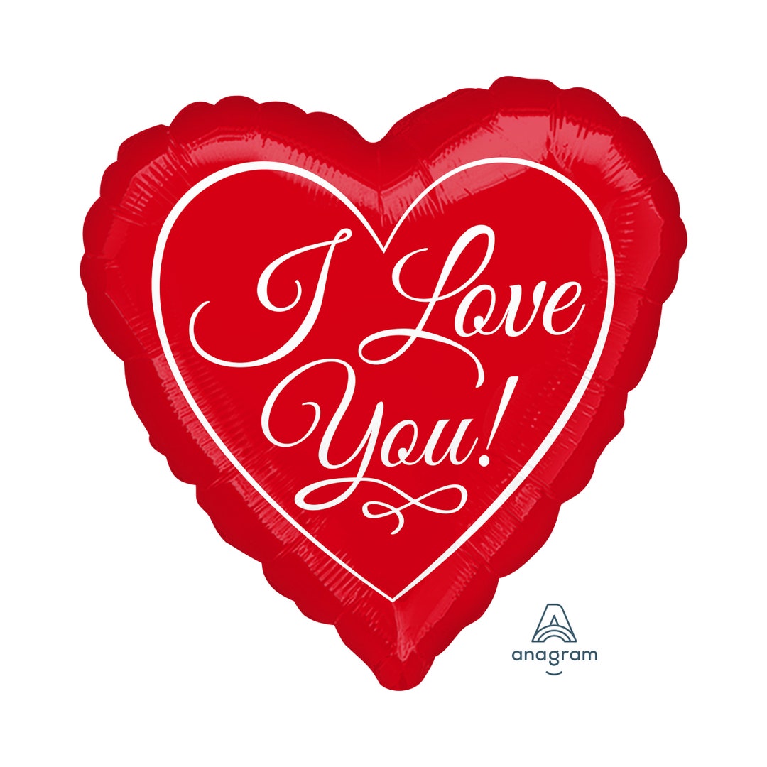 Red Heart Shaped I Love You Balloon Foil Mylar 18", Red Heart Balloon ...