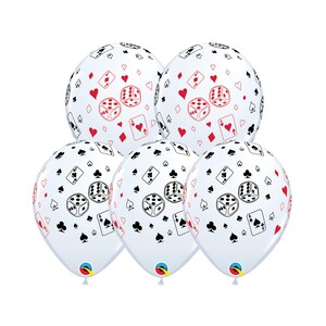 Five Casino Balloons Latex, Gambling Balloons, Cards Balloon, Dice Balloon, Poker Balloons, Poker Party, Casino Themed Party, Blackjack