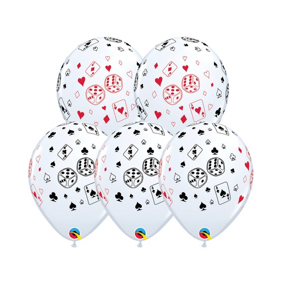 Five Casino Balloons Latex, Gambling Balloons, Cards Balloon, Dice Balloon, Poker Balloons, Poker Party, Casino Themed Party, Blackjack