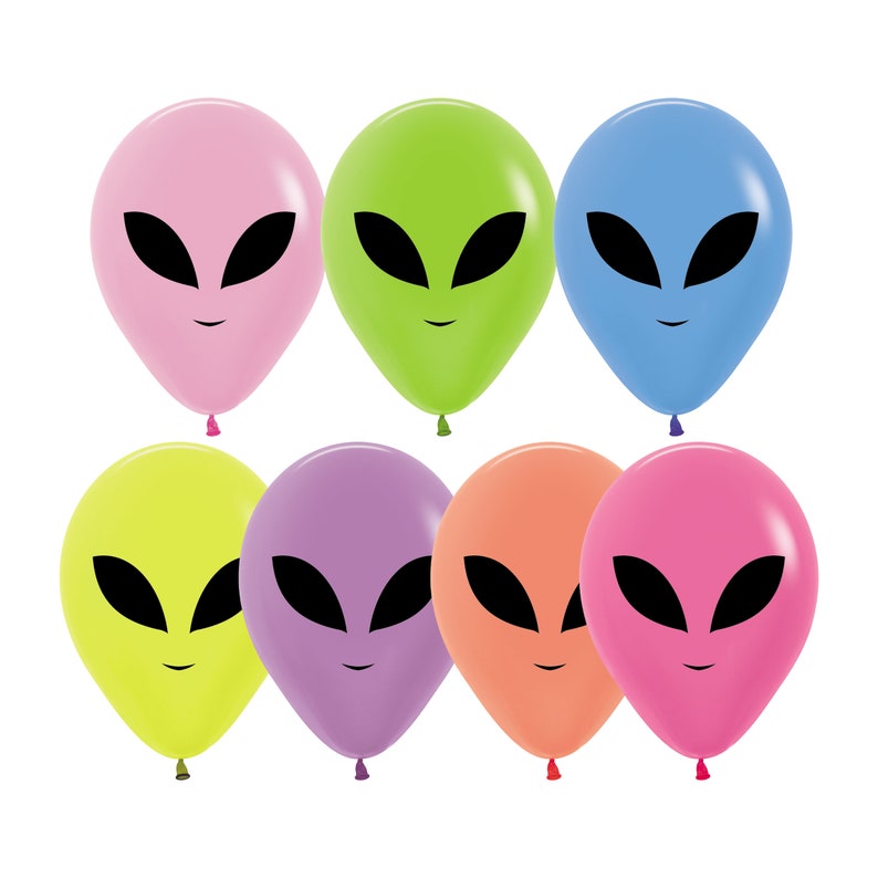 Ten Alien Balloons 5, Outer Space Balloon, Space Party, Astronaut Balloon, Rocket Balloon, Space Birthday, Alien Decoration, Galaxy Party image 1