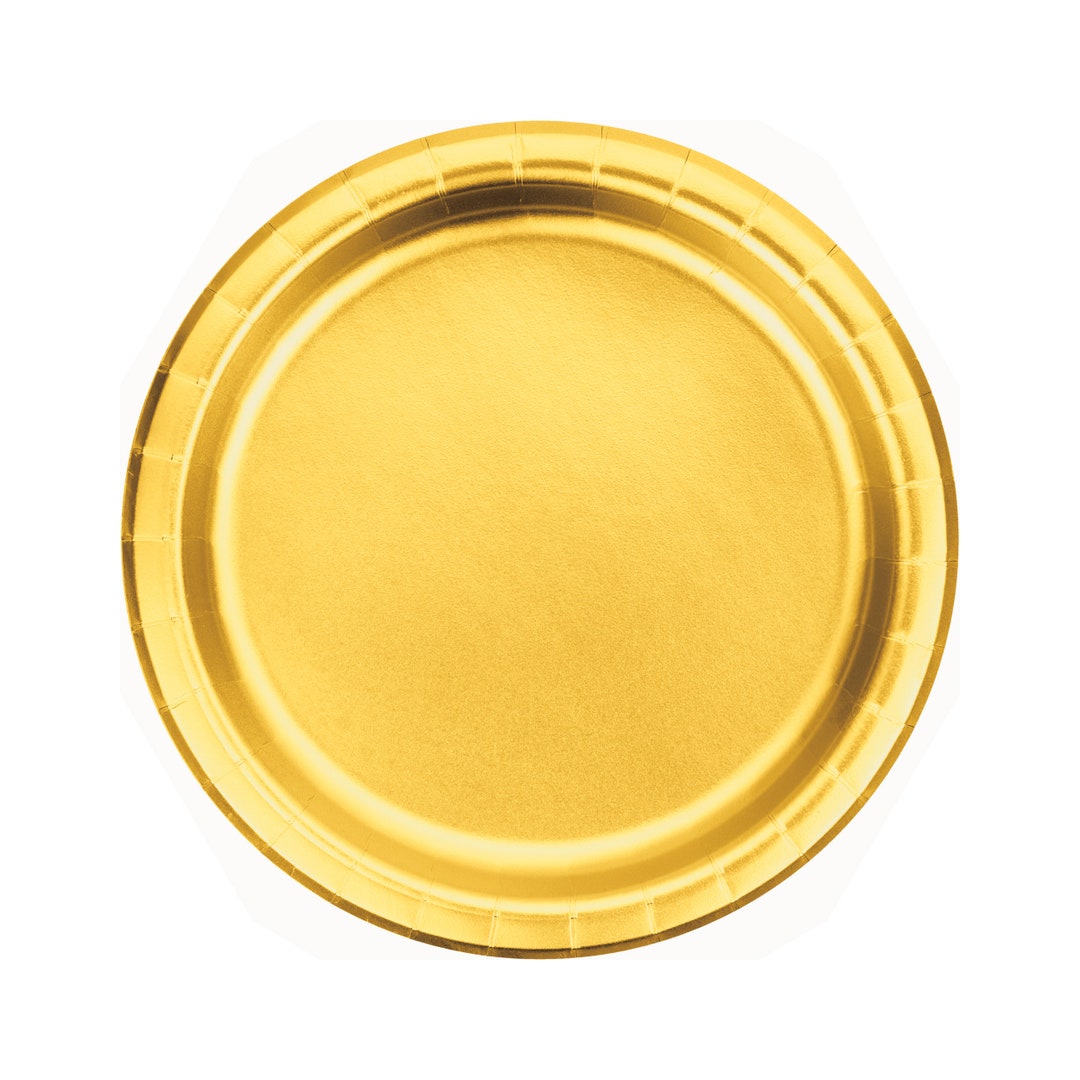 9 Gold Paper Plates Gold Party Plates Shiny Gold Etsy