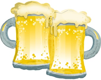 Jumbo Double Beer Mug Balloon Foil Mylar 32", Wine Glass Balloon, Champagne Balloon, Beer Glass, Happy Birthday, Cheers Beer, Beach