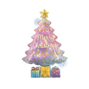 Pastel Christmas Tree Balloon 39&quot;, Christmas Balloon, Christmas Decoration, Office Christmas Party, Holiday Balloon, Pastel Holiday Tree