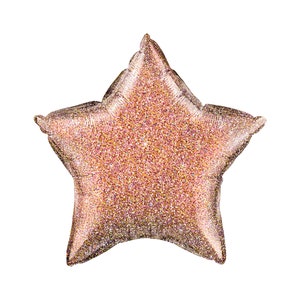 Rose Gold Glitter Star Balloon 20&quot;, Star Birthday Balloon, Baby Shower Balloon, Space Party, Stars and Moon, Twinkle Little Star, Shiny Star