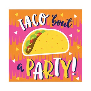 16 Small Taco Napkins, Taco Party, Llama Party, Fiesta Napkins, Cinco De Mayo, Fiesta Birthday, Mexican Fiesta, Taco bout a Party