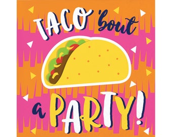 16 Small Taco Napkins, Taco Party, Llama Party, Fiesta Napkins, Cinco De Mayo, Fiesta Birthday, Mexican Fiesta, Taco bout a Party