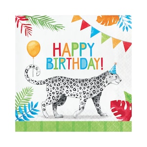 16 Large Party Animals Napkins, Jungle Themed, Safari Party, Animal Baby Shower, Woodland Party, Leopard Napkins , Jungle Birthday