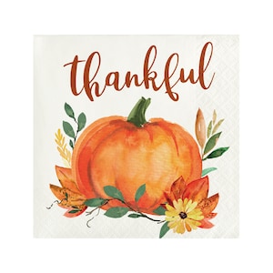 16 Small Thankful Napkins, Thanksgiving Napkins, Fall Harvest Napkins, Fall Dessert Napkins, Autumn Party, Turkey Day Gathering