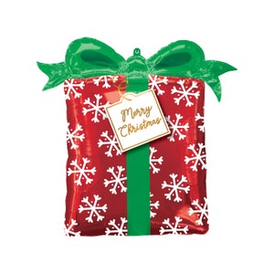 Christmas Present Balloon 27&quot;, Christmas Balloons, Christmas Decorations, Office Christmas Party, Holiday Balloon, Holiday Gift Balloon