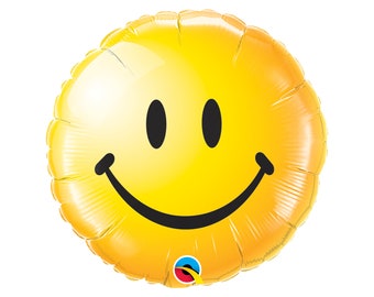 Smiley Face Yellow Balloon Foil Mylar 18", Smiley Emotes Party, Emoji Birthday, Smiley Face Party, Emoji Balloons, Yellow Smiley