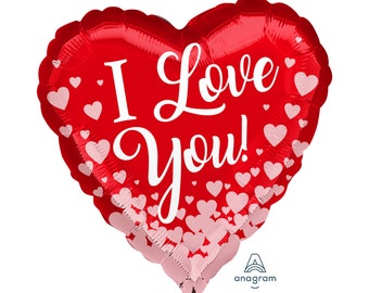 Red Heart Shaped I Love You Balloon Foil Mylar 18", Pink Hearts, Romantic Balloons, Valentine Balloons, Anniversary Balloon Party