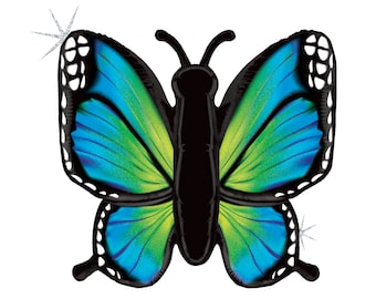 Blue Green Butterfly Balloon 46", Luminous Butterfly, Birthday Butterfly, Baby Shower Butterfly, Garden Party, Butterfly Party, Bug Balloon