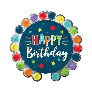 Happy Birthday Rainbow Dots Balloon 26&quot;, Birthday Balloon, Star Balloon, Colorful Balloon, Birthday Decoration, Circles Dot Balloons