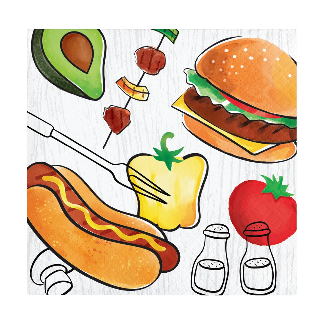16 Small BBQ Napkins, Barbecue Grill Napkins, Barbque Napkin, Hot Dog