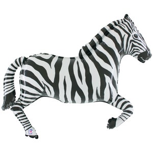 Zebra Balloon Foil Mylar 43&quot;, Jungle Party, Safari, Zoo Animal, Baby Shower Balloon, Zebra Balloon, Birthday Party, Animal Party Balloon