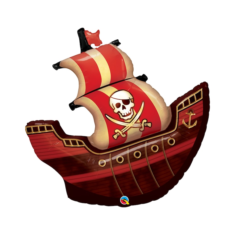 Jolly Roger Pirate Treasure 40 Pirate Ship Balloon Foil Mylar Skull and Crossbones Pirate Birthday Pirate Party Theme Pirate Balloon