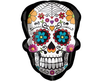 Sugar Skull Balloon 24", Happy Halloween, Halloween Skeleton, Trick or Treat, Halloween Party, Dia de los muertos, Day of the Dead, Ghost