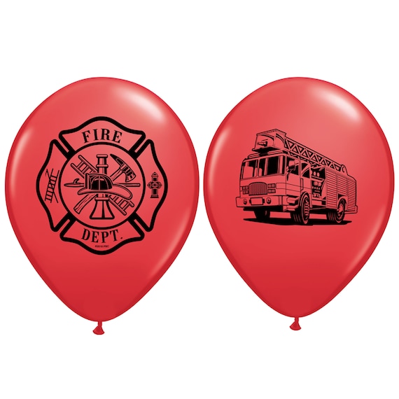 Five 11 Fire Engine Balloons Latex Fire Truck Balloon Etsy