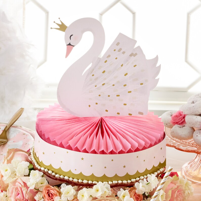 Swan Centerpiece Swan Party Swan Baby Shower Swan Princess Etsy