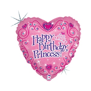 Happy Birthday Princess Balloon Foil Mylar 18&quot;, Birthday Princess Balloon, Princess Party Decorations, Pink Birthday Balloons Heart