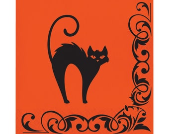 16 Large Halloween Symbols Napkins, Black Cat Napkin, Halloween Cat, Halloween Napkin, Halloween Party, Halloween Tableware