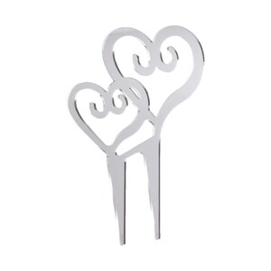 Silver Double Hearts Cake Topper, Anniversary Cake Topper, Wedding Cake Topper, Baby Shower Cake Topper, Birthday Cake Topper, Hearts Topper
