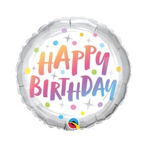Happy Birthday Rainbow Dots Balloon 18&quot;, Birthday Decoration, Birthday Party Balloons, Party Decorations, Birthday Decor, Rainbow Birthday