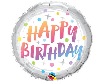 Happy Birthday Rainbow Dots Balloon 18", Birthday Decoration, Birthday Party Balloons, Party Decorations, Birthday Decor, Rainbow Birthday