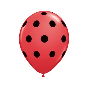Five Red with Black Polka Dots Balloons Latex, Birthday Balloons, Bridal Party Balloons, Kids Balloons, Polka Dot Birthday, Red Balloons