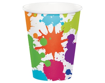 8 Art Party Cups 9 oz, Paint Party Cups, Paint Splatter, Splatter Party Cup, Art Birthday Cup, Art Themed Party, Art School, Art Decorations