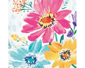 16 Small Pastel Flower Napkins, Garden Party, Flower Party, Flower Themed Party, Flower Tableware, Flower Decor, Floral Party, Floral Napkin