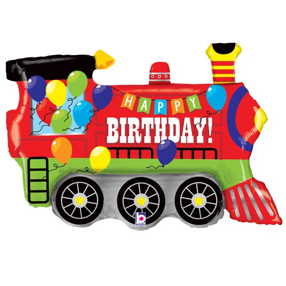 37 Happy Birthday Train Balloon Foil Mylar Train Engine | Etsy