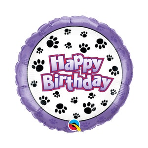 Happy Birthday Paw Prints Balloon 18&quot;, Dog Balloon, Doggy Balloon, Dog Themed Party, Puppy Party Balloon, Dog Birthday Balloon, Dog Prints