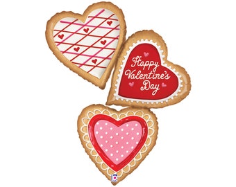 Happy Valentines Day Cookies Balloon 44", Valentine's Day Balloon, Love Balloon, Valentine's Day Decoration, Heart Balloon, I Love You