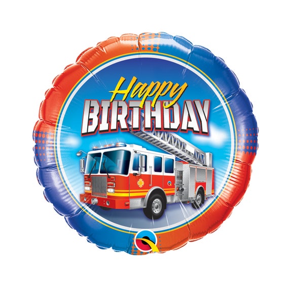 18 Joyeux Anniversaire Camion De Pompiers Ballon Feuille Etsy Canada