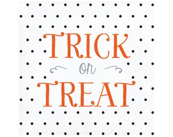 16 Small Trick or Treat Napkins, Halloween Decor, Halloween Candy, Halloween Napkin, Halloween Party, Happy Halloween