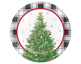 8 Christmas Tree Plates 7", Christmas Paper Plate, Christmas Party, Christmas Tableware, Holiday Party, Christmas Decor, Holiday Tree Plates