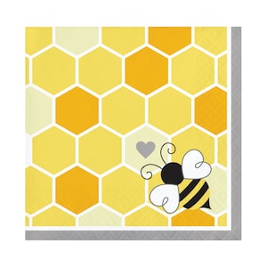 16 Small Bee Napkins, What Will It Bee, Bee Party, Bee Baby Shower, Bumble Bee Birthday, Bumblebee Party, Bee Birthday, Honeycomb Napkins