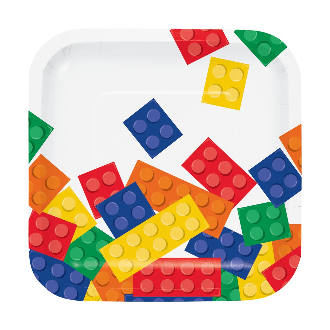 8 Construction Brick Plates 7, Block Party Plates, Brick Plates, Block