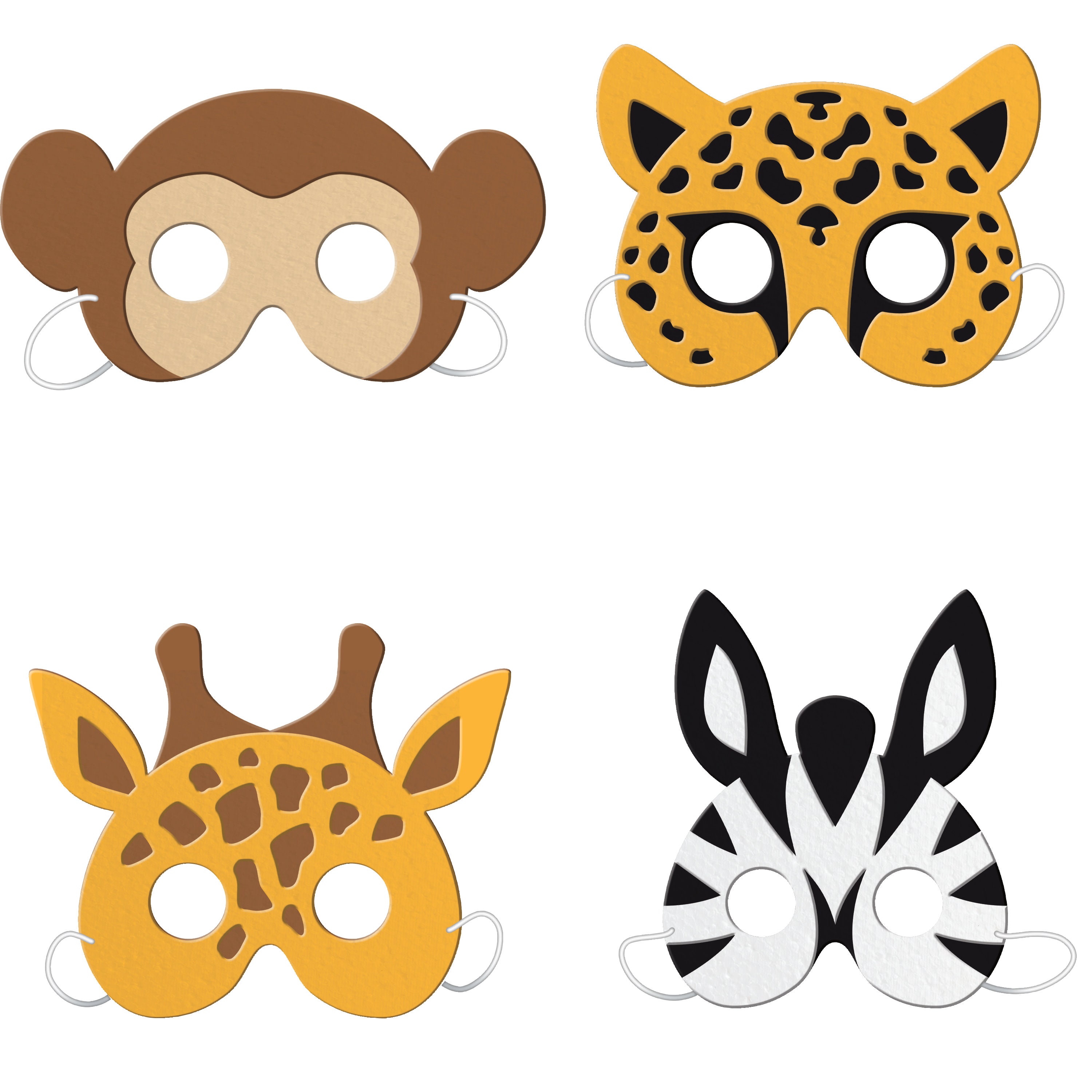 4 masques d'animaux de fête, fête sur le thème de la jungle, fête