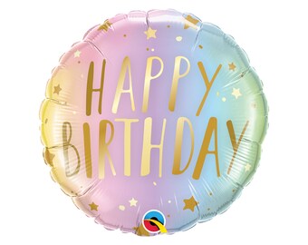 Happy Birthday Pastel Stars Balloon 18", Pastel Balloon, Unicorn Balloon, Mermaid Balloon, Pastel Princess, Pastel Birthday Party