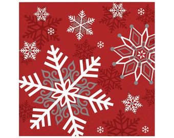 16 Small Snowflake Napkins, Christmas Napkins, Christmas Party, Rustic Christmas Napkins, Holiday Party, Holiday Napkins